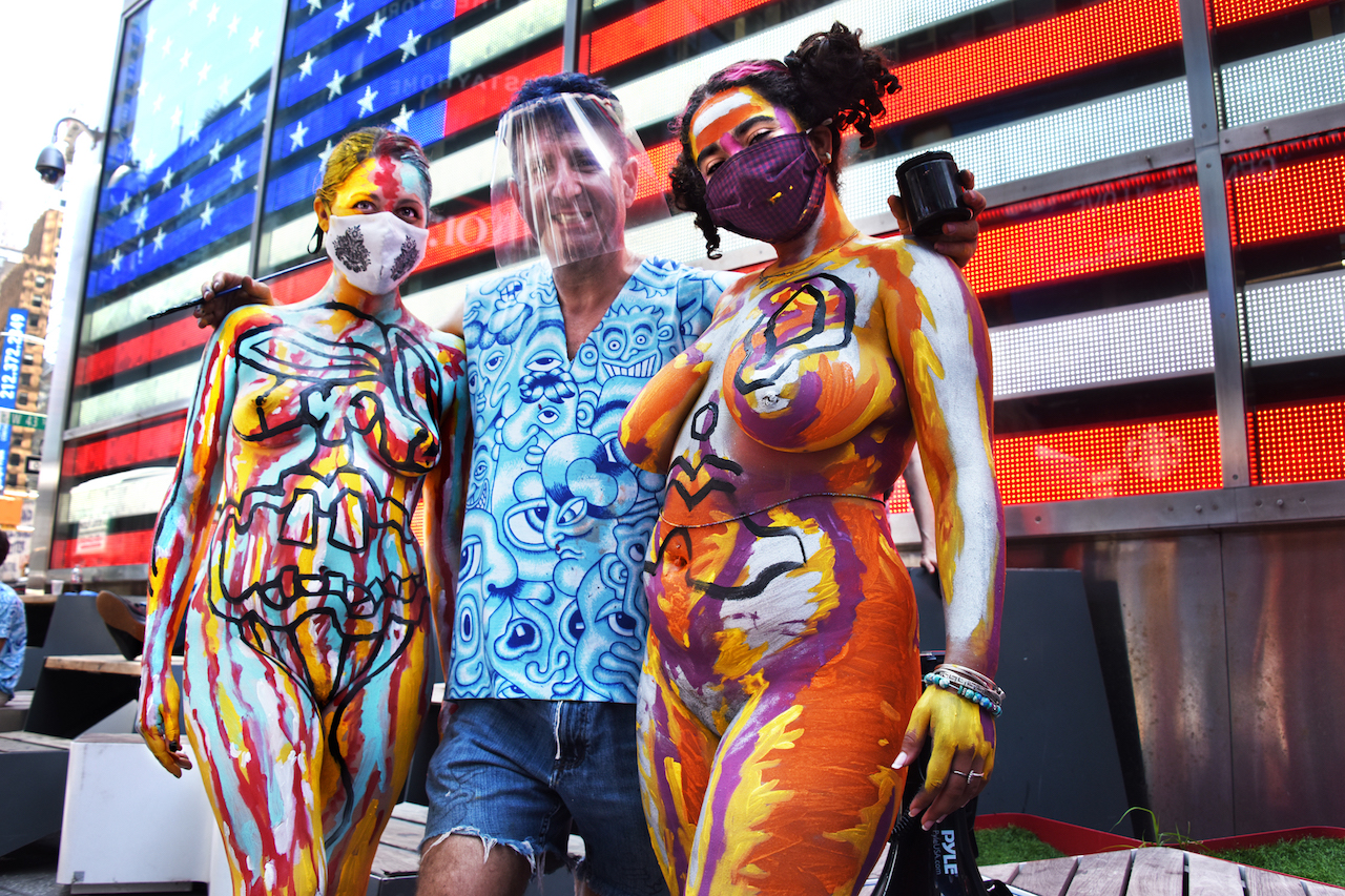 Adorned, not porn: Body painting brings nudity back to Times Square.