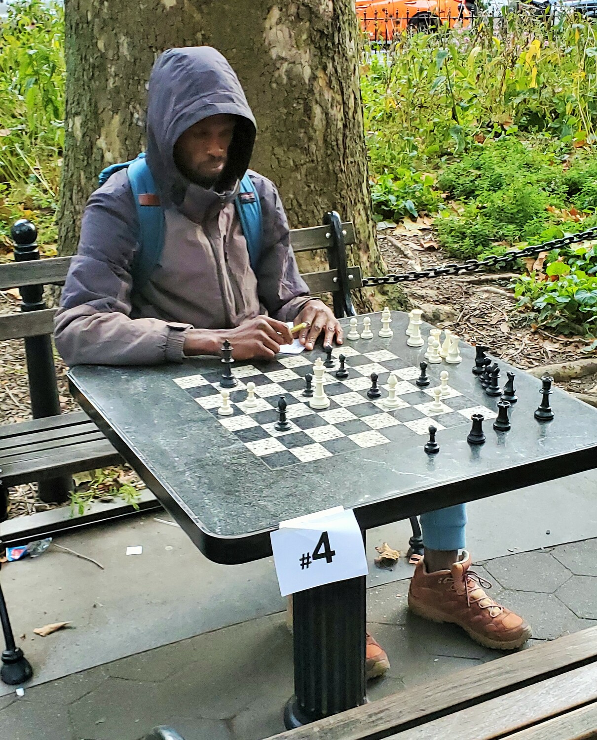 Kickboxer likes to frequent parks to play chess games and stare
